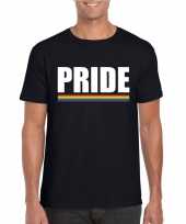 Pride shirt zwart met regenboog vlag heren