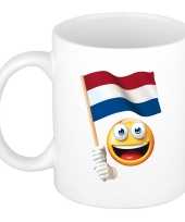 Smiley vlag nederland mok beker wit 300 ml
